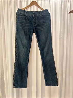 Antonio MelaniEmbroidered Straight Leg Jeans in Blue Like New